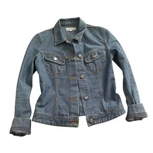 Manics Blue Denim Trucker Jacket Made in Japan 100% Cotton Medium Wash Size 2